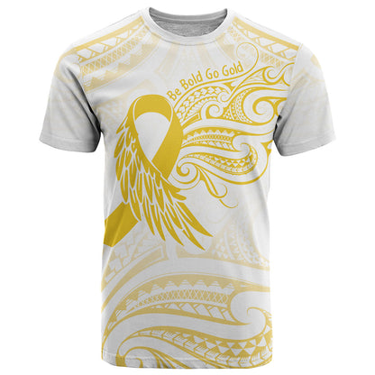 Be Bold Go Gold Polynesian Ribbon Childhood Personalised T Shirt