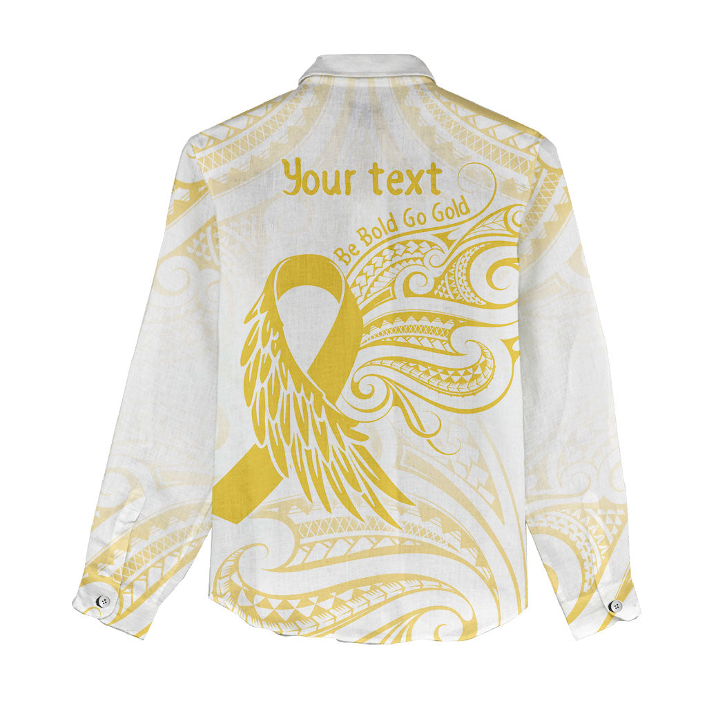 Be Bold Go Gold Polynesian Ribbon Childhood Personalised Women Casual Shirt