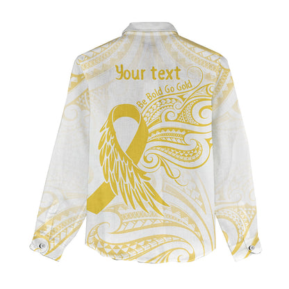 Be Bold Go Gold Polynesian Ribbon Childhood Personalised Women Casual Shirt