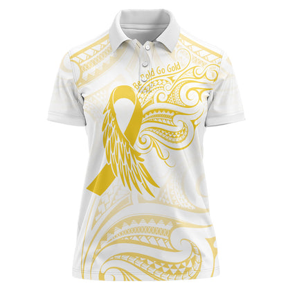Be Bold Go Gold Polynesian Ribbon Childhood Personalised Women Polo Shirt