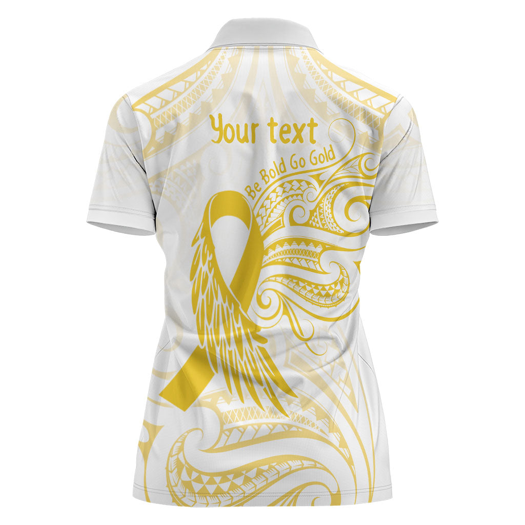 Be Bold Go Gold Polynesian Ribbon Childhood Personalised Women Polo Shirt