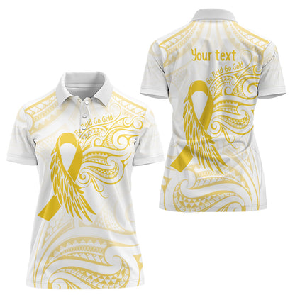 Be Bold Go Gold Polynesian Ribbon Childhood Personalised Women Polo Shirt