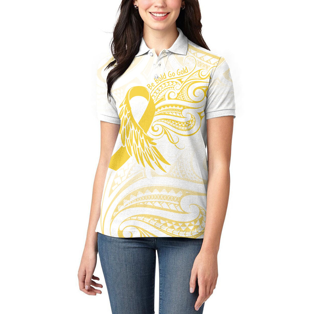 Be Bold Go Gold Polynesian Ribbon Childhood Personalised Women Polo Shirt