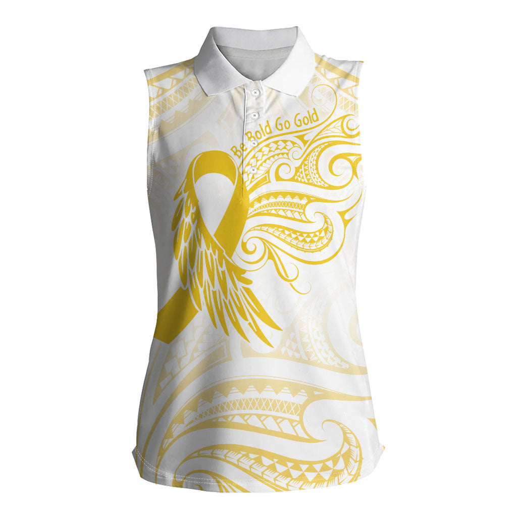 Be Bold Go Gold Polynesian Ribbon Childhood Personalised Women Sleeveless Polo Shirt