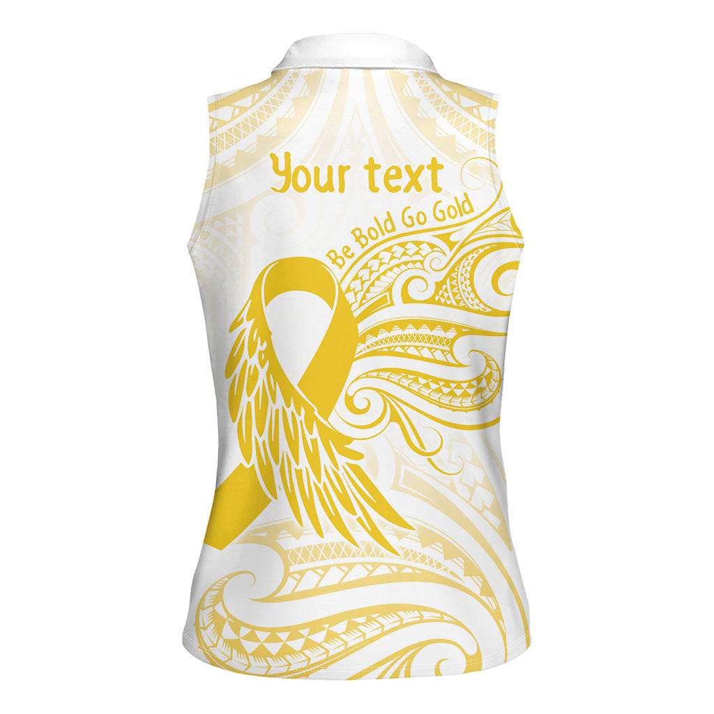 Be Bold Go Gold Polynesian Ribbon Childhood Personalised Women Sleeveless Polo Shirt