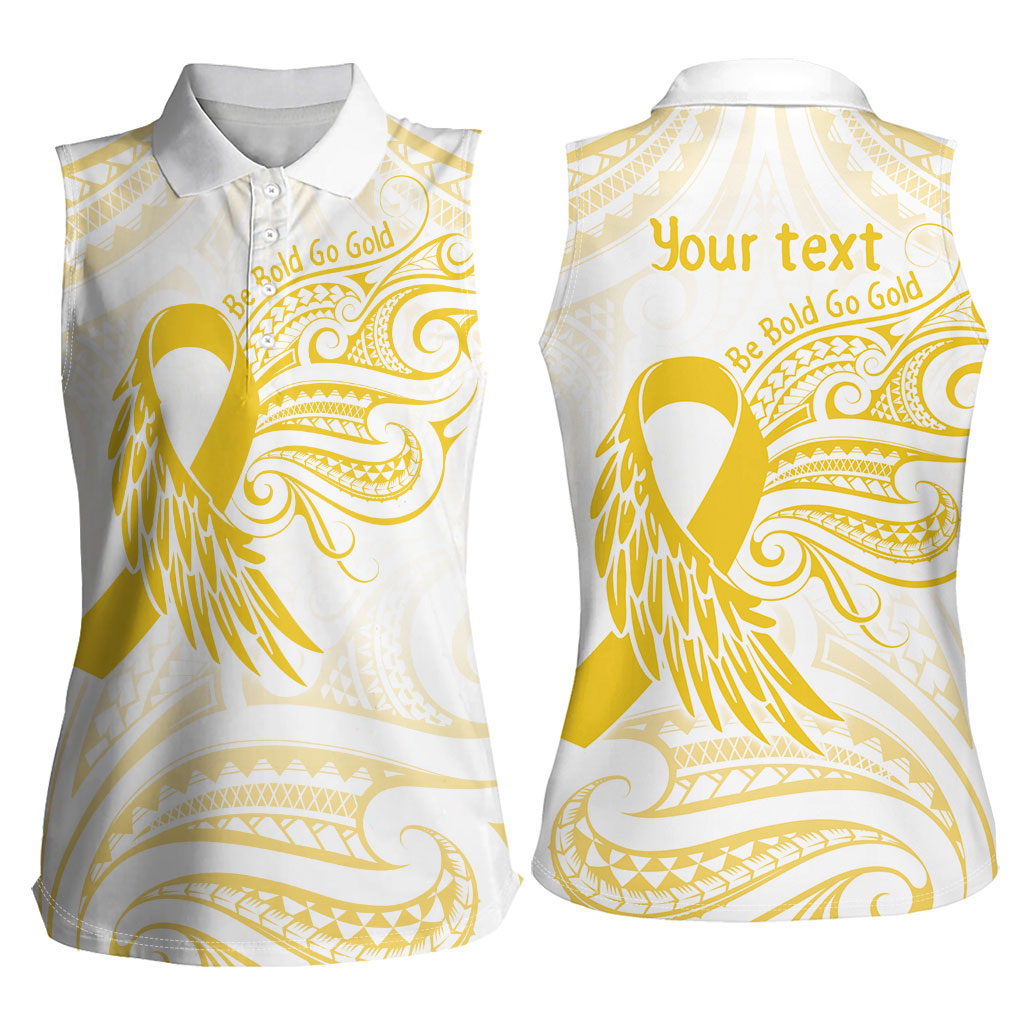 Be Bold Go Gold Polynesian Ribbon Childhood Personalised Women Sleeveless Polo Shirt