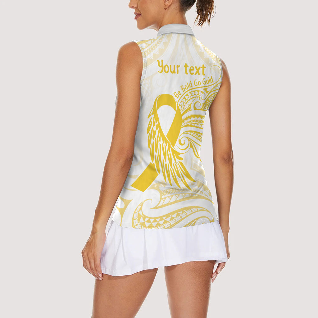 Be Bold Go Gold Polynesian Ribbon Childhood Personalised Women Sleeveless Polo Shirt
