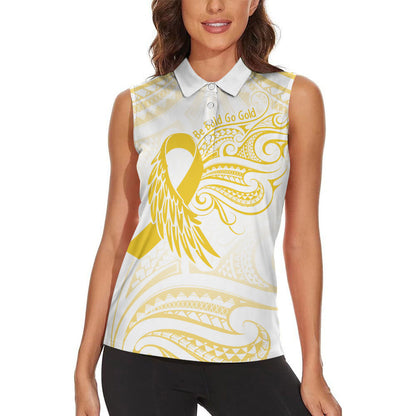 Be Bold Go Gold Polynesian Ribbon Childhood Personalised Women Sleeveless Polo Shirt
