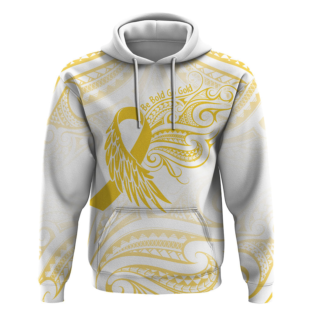 Be Bold Go Gold Polynesian Ribbon Childhood Personalised Zip Hoodie