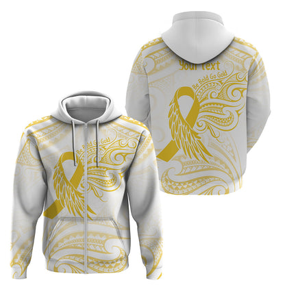 Be Bold Go Gold Polynesian Ribbon Childhood Personalised Zip Hoodie