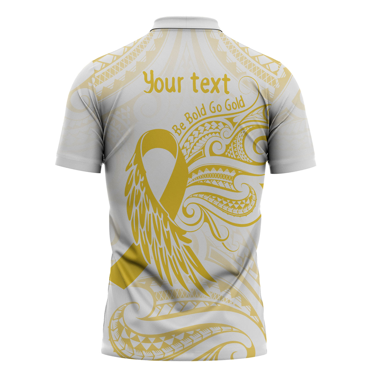 Be Bold Go Gold Polynesian Ribbon Childhood Personalised Zipper Polo Shirt