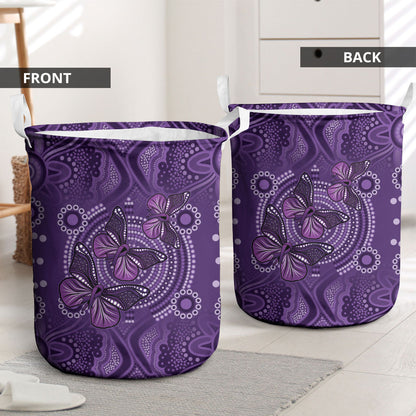Australia Epilepsy Support Purple Butterfly Strength Laundry Basket