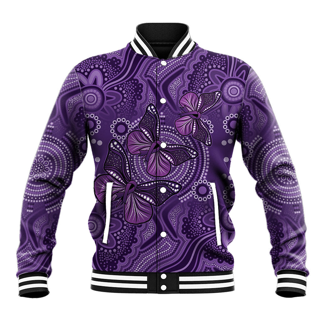 Australia Epilepsy Support Purple Butterfly Strength Baseball Jacket