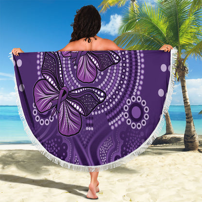 Australia Epilepsy Support Purple Butterfly Strength Beach Blanket