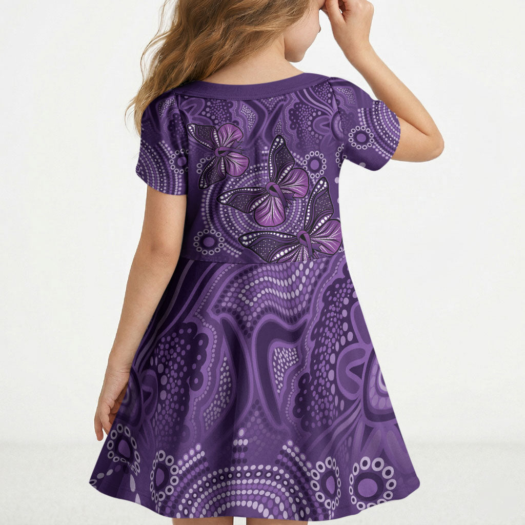Australia Epilepsy Support Purple Butterfly Strength Kid Short Sleeve Dress