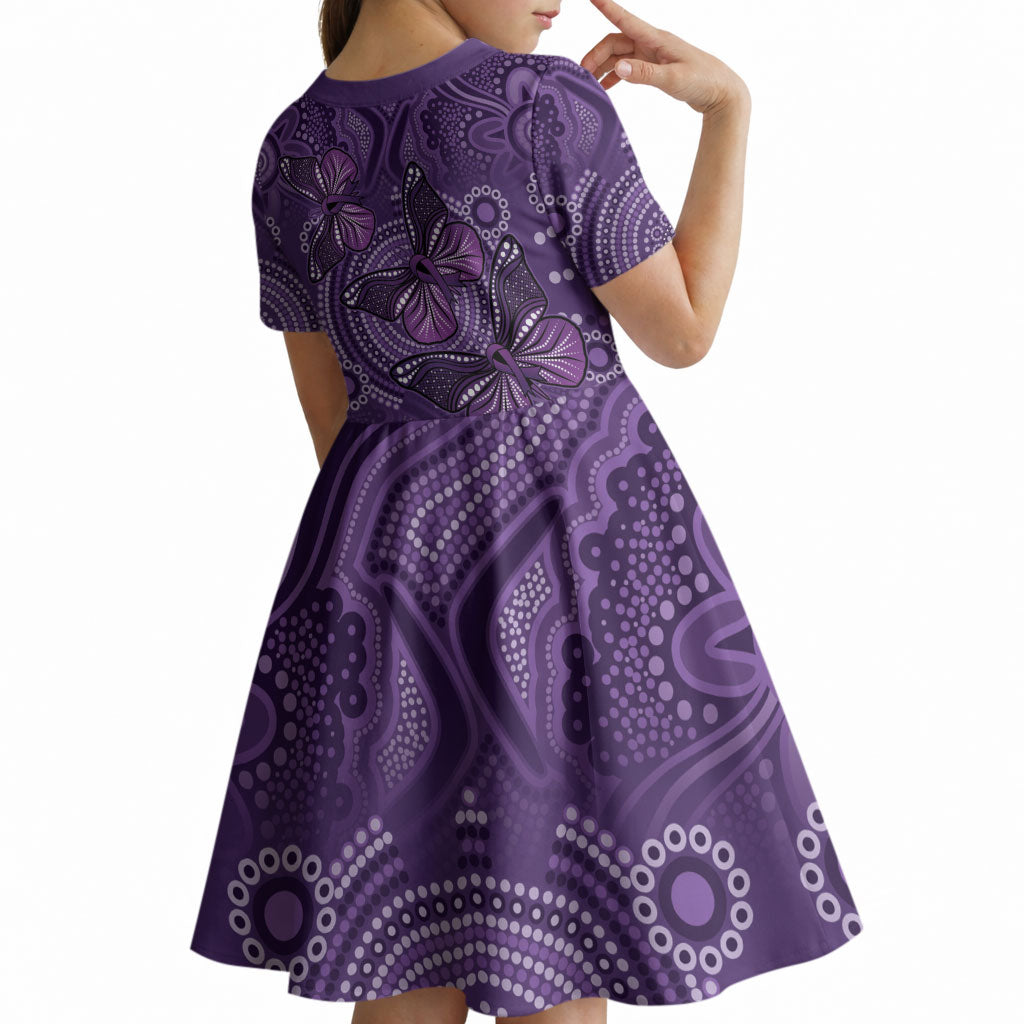 Australia Epilepsy Support Purple Butterfly Strength Kid Short Sleeve Dress