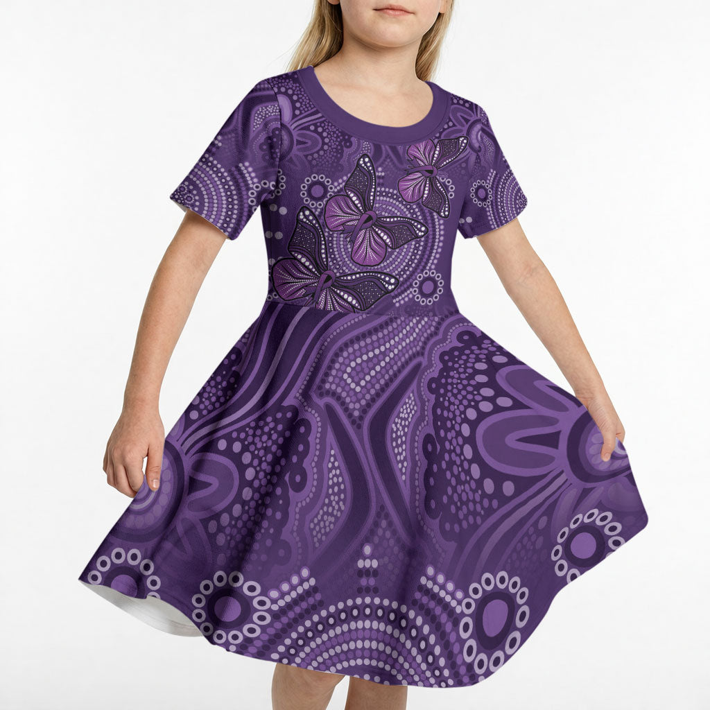 Australia Epilepsy Support Purple Butterfly Strength Kid Short Sleeve Dress