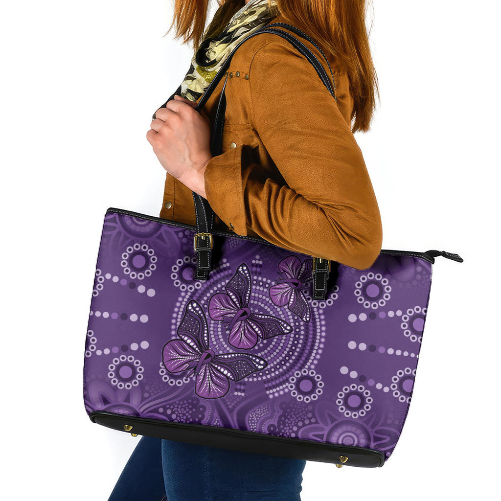 Australia Epilepsy Support Purple Butterfly Strength Leather Tote Bag