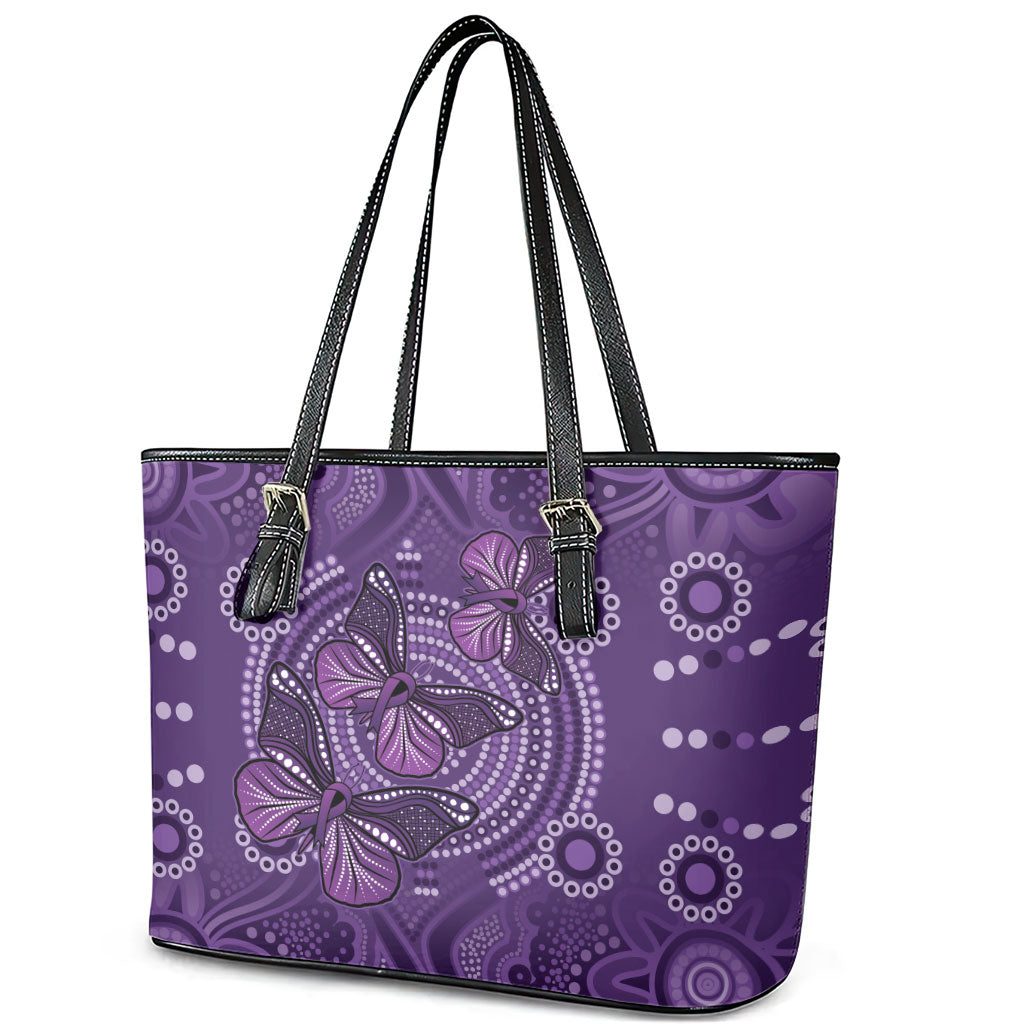Australia Epilepsy Support Purple Butterfly Strength Leather Tote Bag