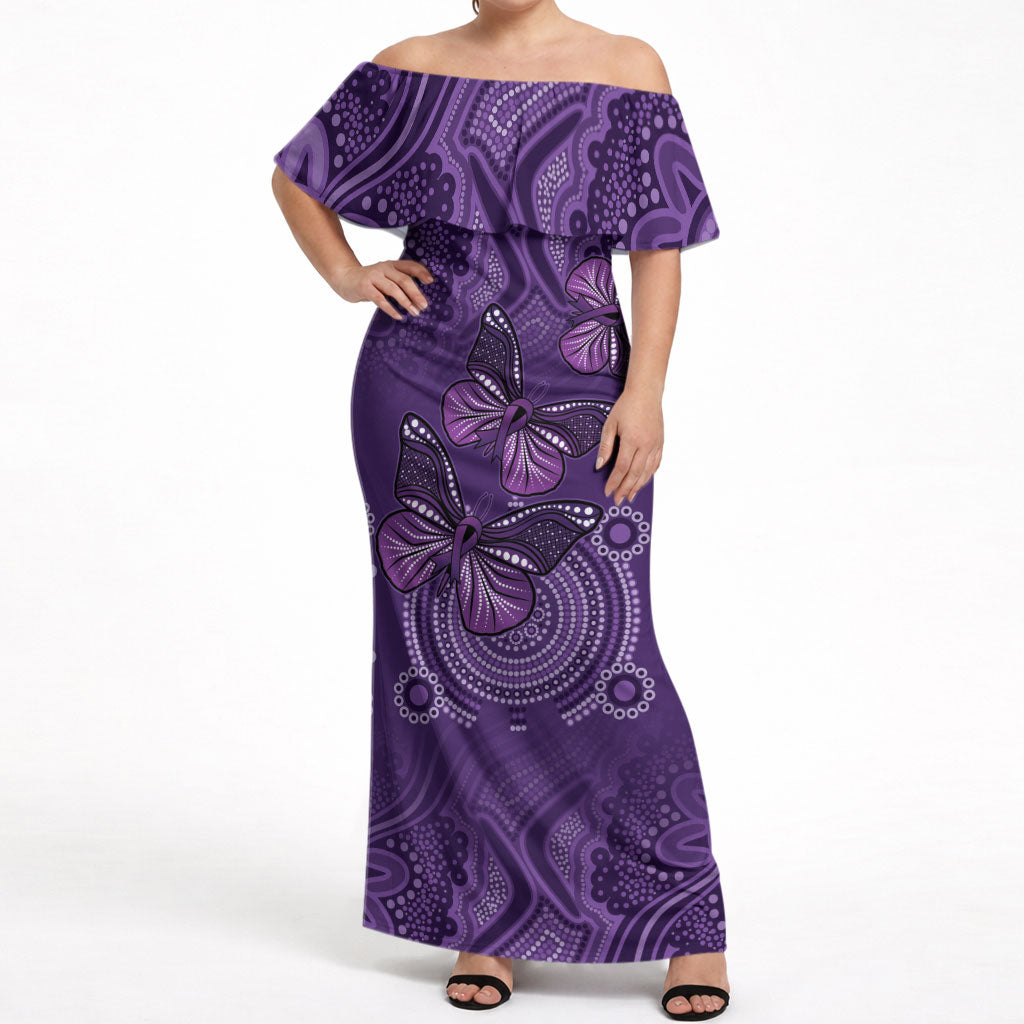 Australia Epilepsy Support Purple Butterfly Strength Off Shoulder Maxi Dress
