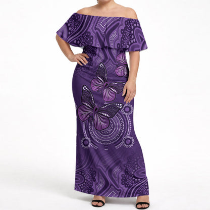 Australia Epilepsy Support Purple Butterfly Strength Off Shoulder Maxi Dress