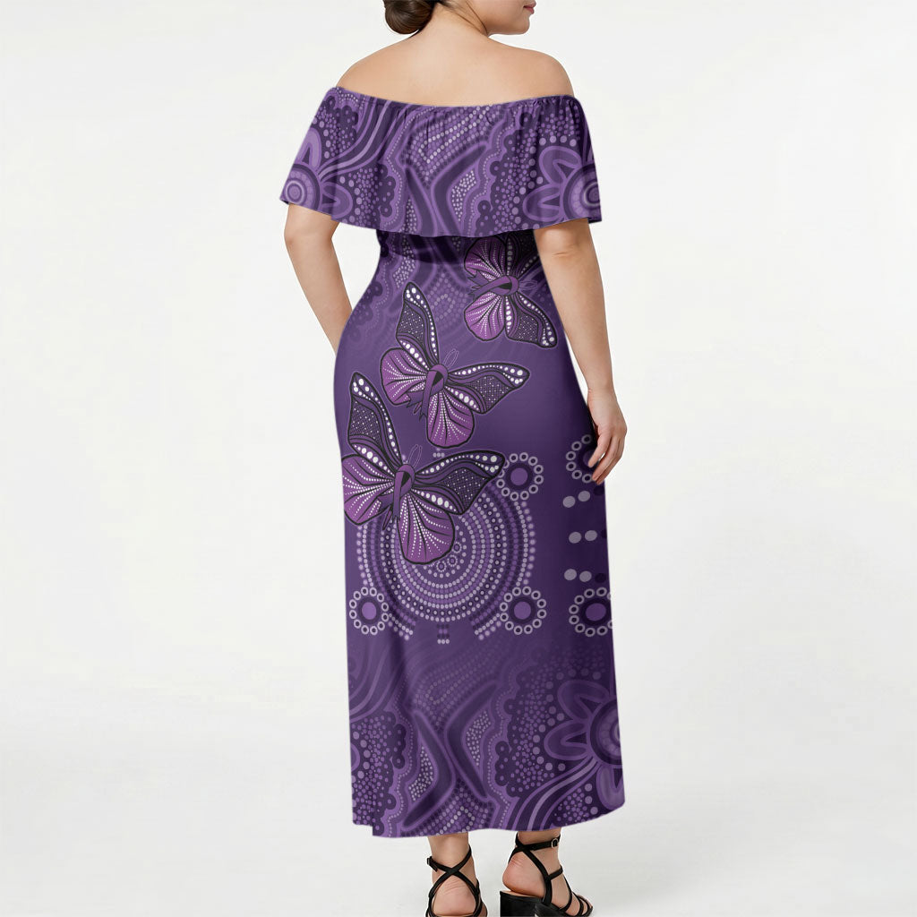 Australia Epilepsy Support Purple Butterfly Strength Off Shoulder Maxi Dress