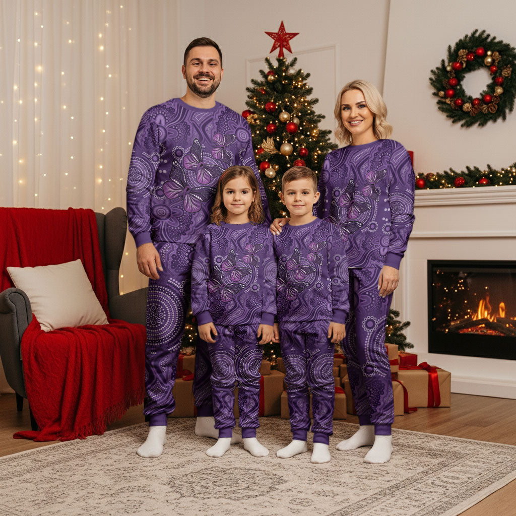 Australia Epilepsy Support Purple Butterfly Strength Christmas Pajama Set