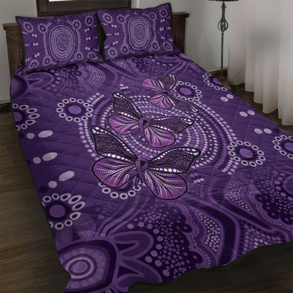 Australia Epilepsy Support Purple Butterfly Strength Quilt Bed Set