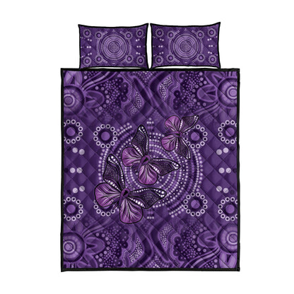 Australia Epilepsy Support Purple Butterfly Strength Quilt Bed Set