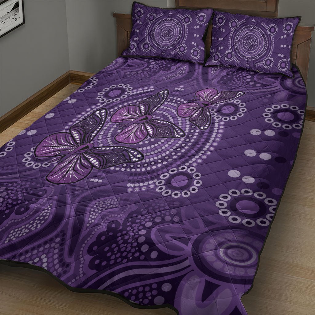 Australia Epilepsy Support Purple Butterfly Strength Quilt Bed Set