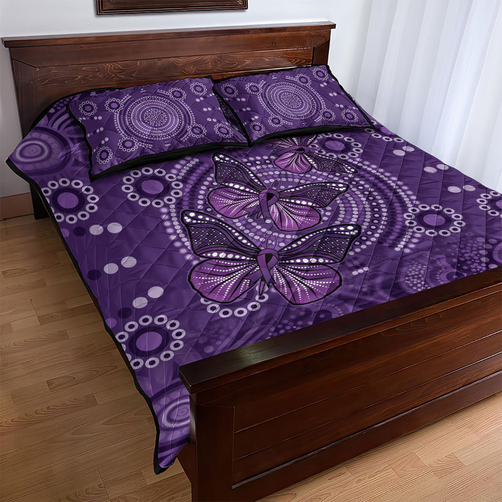 Australia Epilepsy Support Purple Butterfly Strength Quilt Bed Set