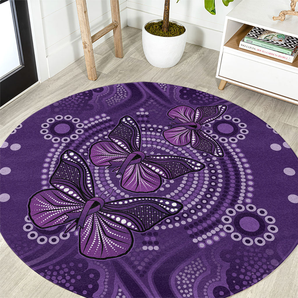 Australia Epilepsy Support Purple Butterfly Strength Round Carpet