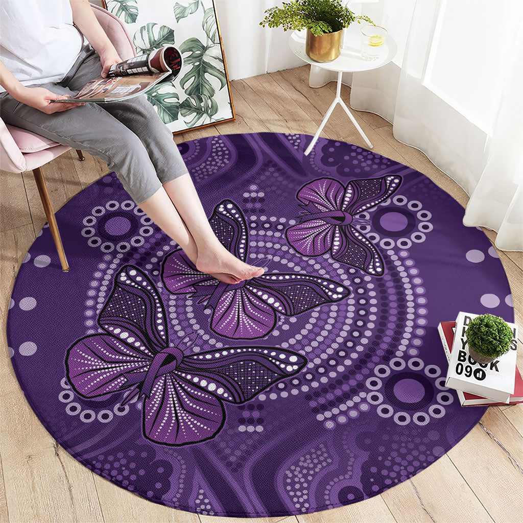 Australia Epilepsy Support Purple Butterfly Strength Round Carpet
