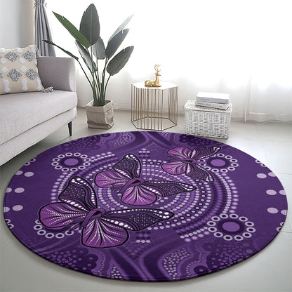 Australia Epilepsy Support Purple Butterfly Strength Round Carpet