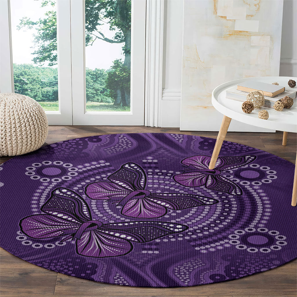 Australia Epilepsy Support Purple Butterfly Strength Round Carpet