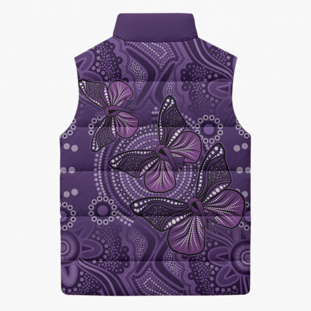 Australia Epilepsy Support Purple Butterfly Strength Sleeveless Puffer Jacket