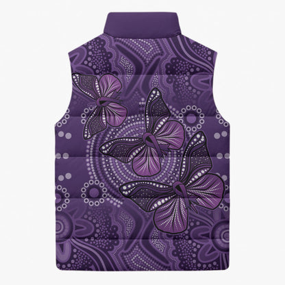 Australia Epilepsy Support Purple Butterfly Strength Sleeveless Puffer Jacket