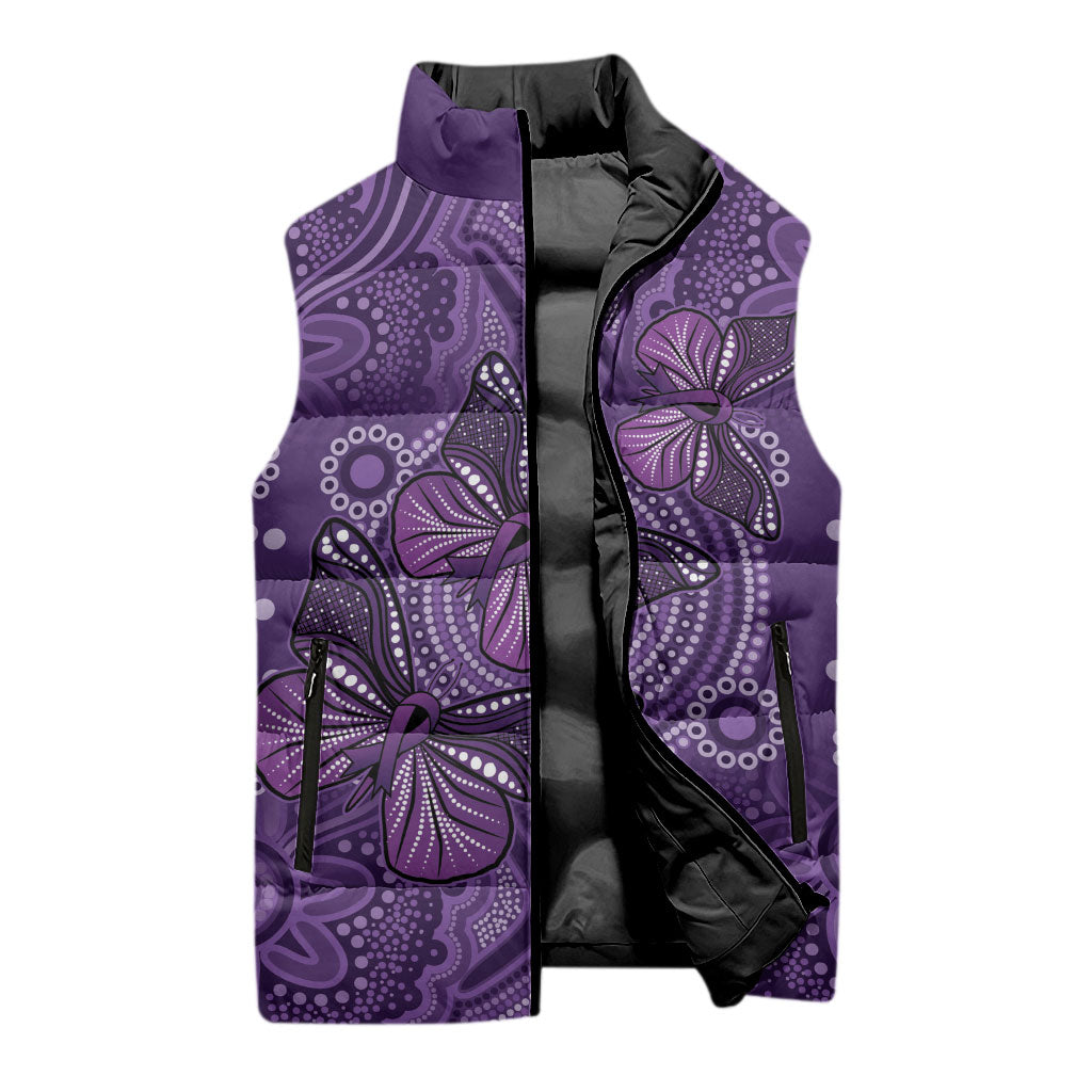 Australia Epilepsy Support Purple Butterfly Strength Sleeveless Puffer Jacket