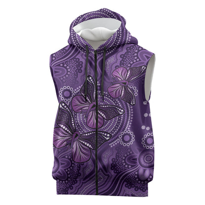 Australia Epilepsy Support Purple Butterfly Strength Sleeveless Zip Hoodie
