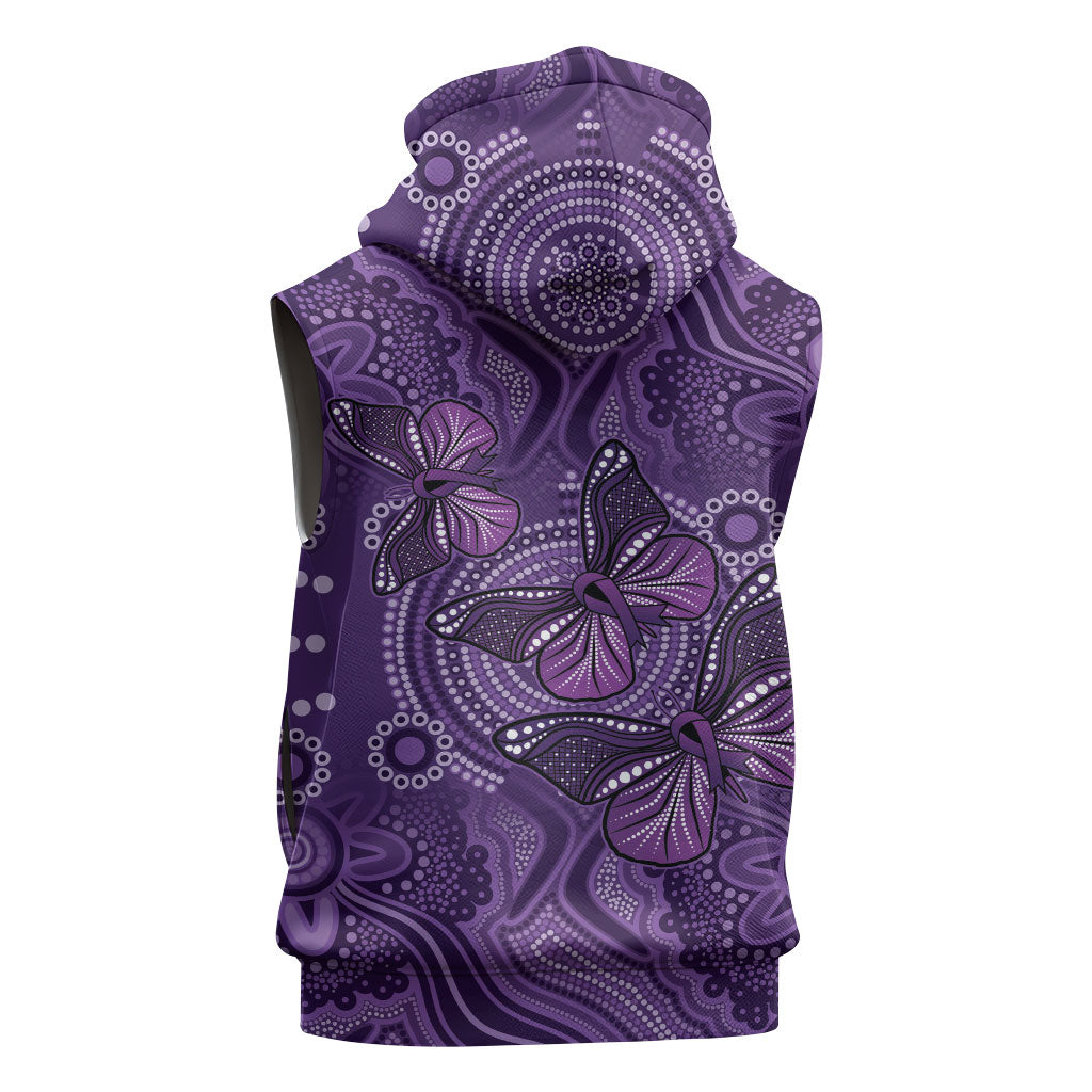 Australia Epilepsy Support Purple Butterfly Strength Sleeveless Zip Hoodie