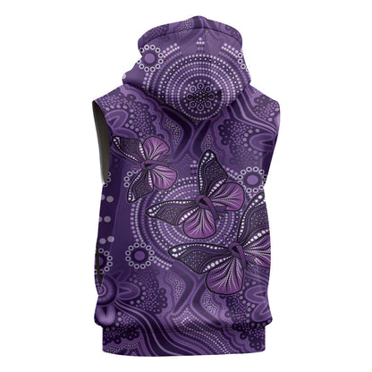 Australia Epilepsy Support Purple Butterfly Strength Sleeveless Zip Hoodie