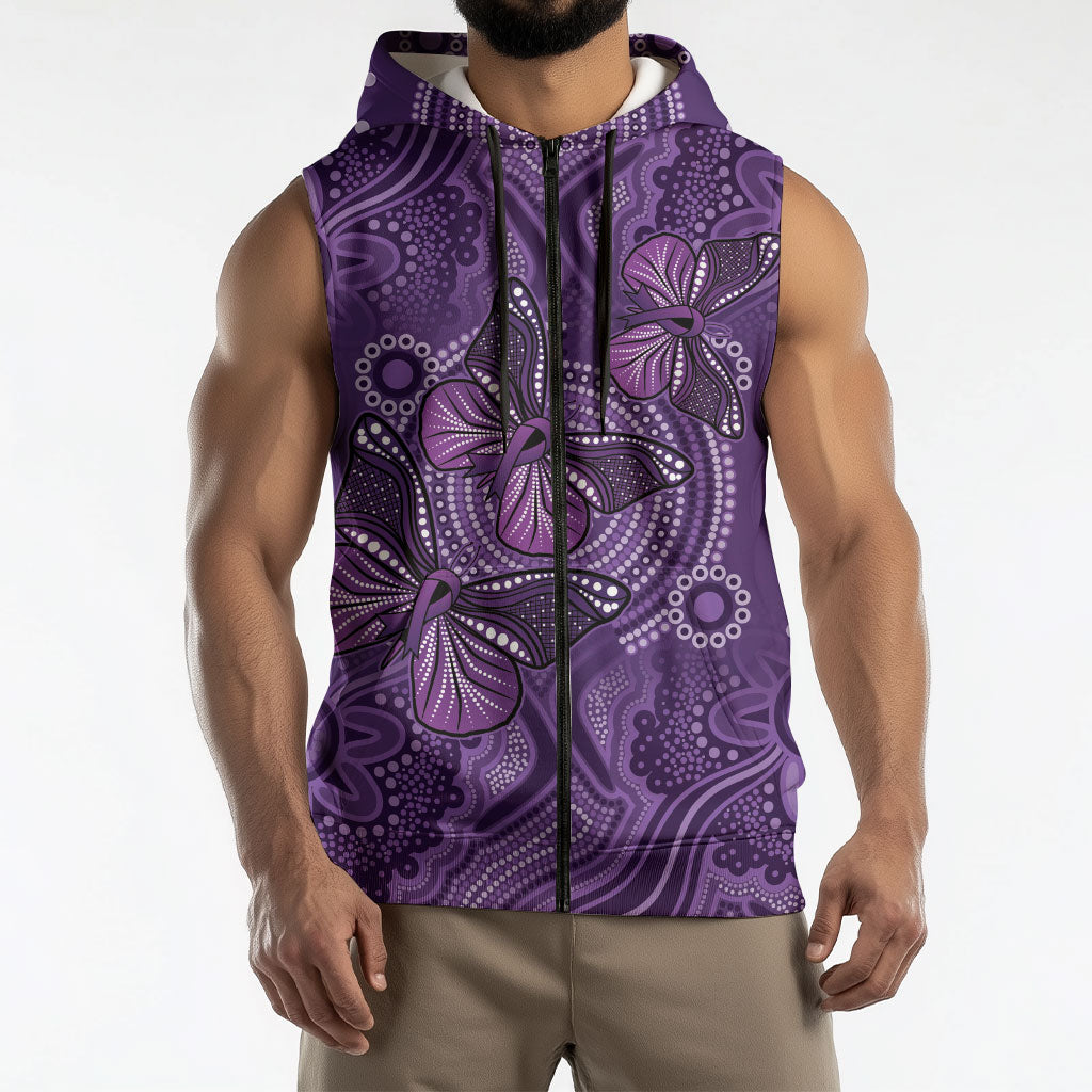 Australia Epilepsy Support Purple Butterfly Strength Sleeveless Zip Hoodie