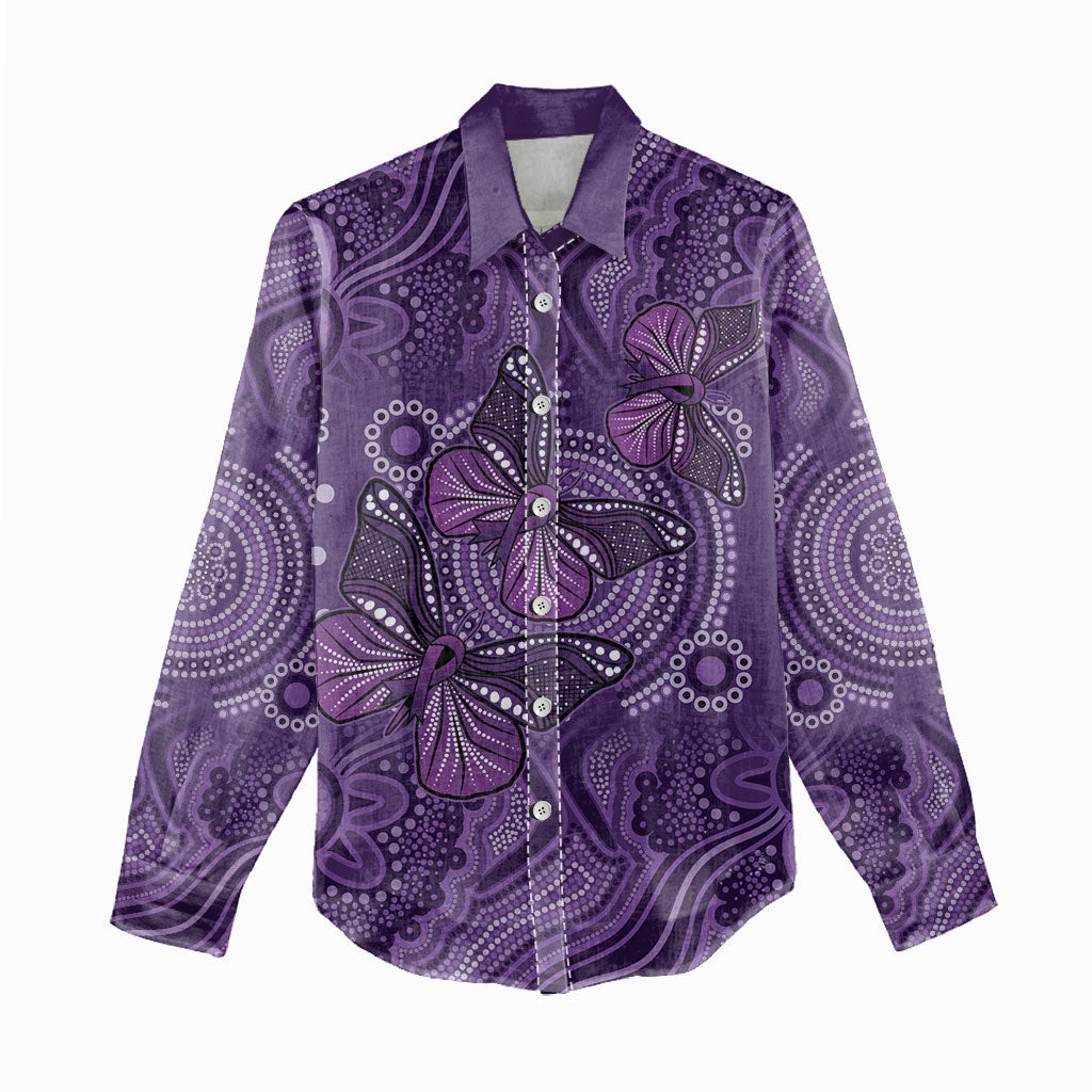 Australia Epilepsy Support Purple Butterfly Strength Women Casual Shirt