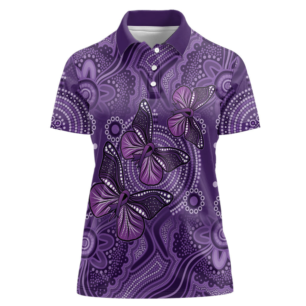 Australia Epilepsy Support Purple Butterfly Strength Women Polo Shirt