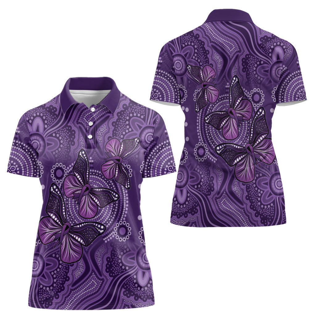 Australia Epilepsy Support Purple Butterfly Strength Women Polo Shirt