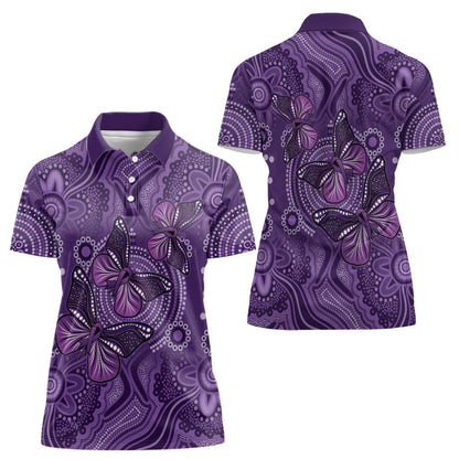 Australia Epilepsy Support Purple Butterfly Strength Women Polo Shirt