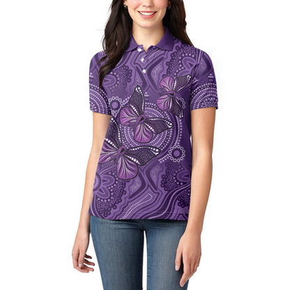 Australia Epilepsy Support Purple Butterfly Strength Women Polo Shirt