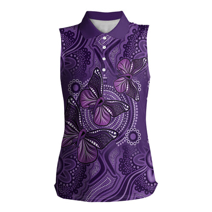 Australia Epilepsy Support Purple Butterfly Strength Women Sleeveless Polo Shirt