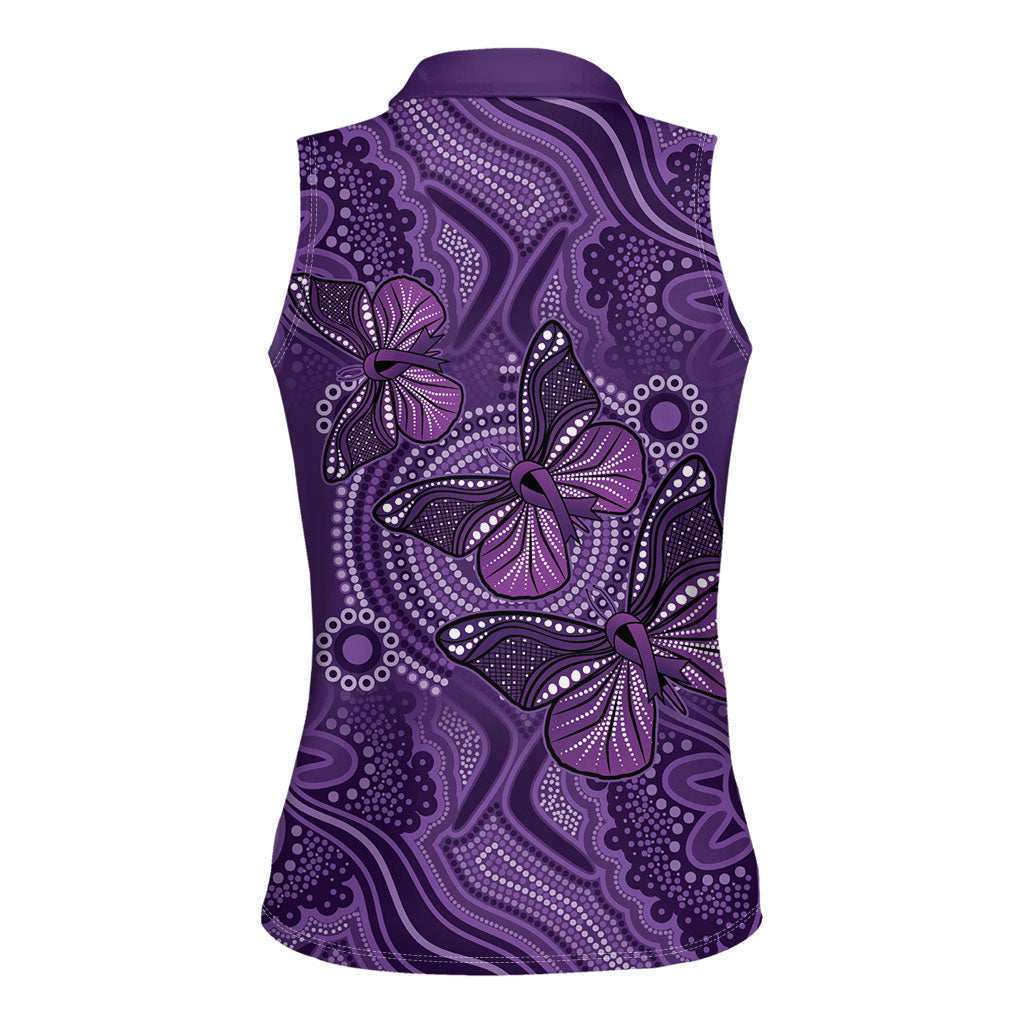 Australia Epilepsy Support Purple Butterfly Strength Women Sleeveless Polo Shirt