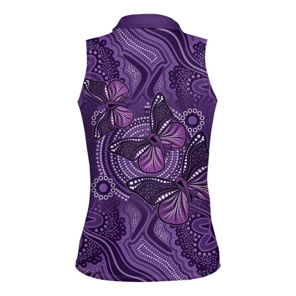 Australia Epilepsy Support Purple Butterfly Strength Women Sleeveless Polo Shirt